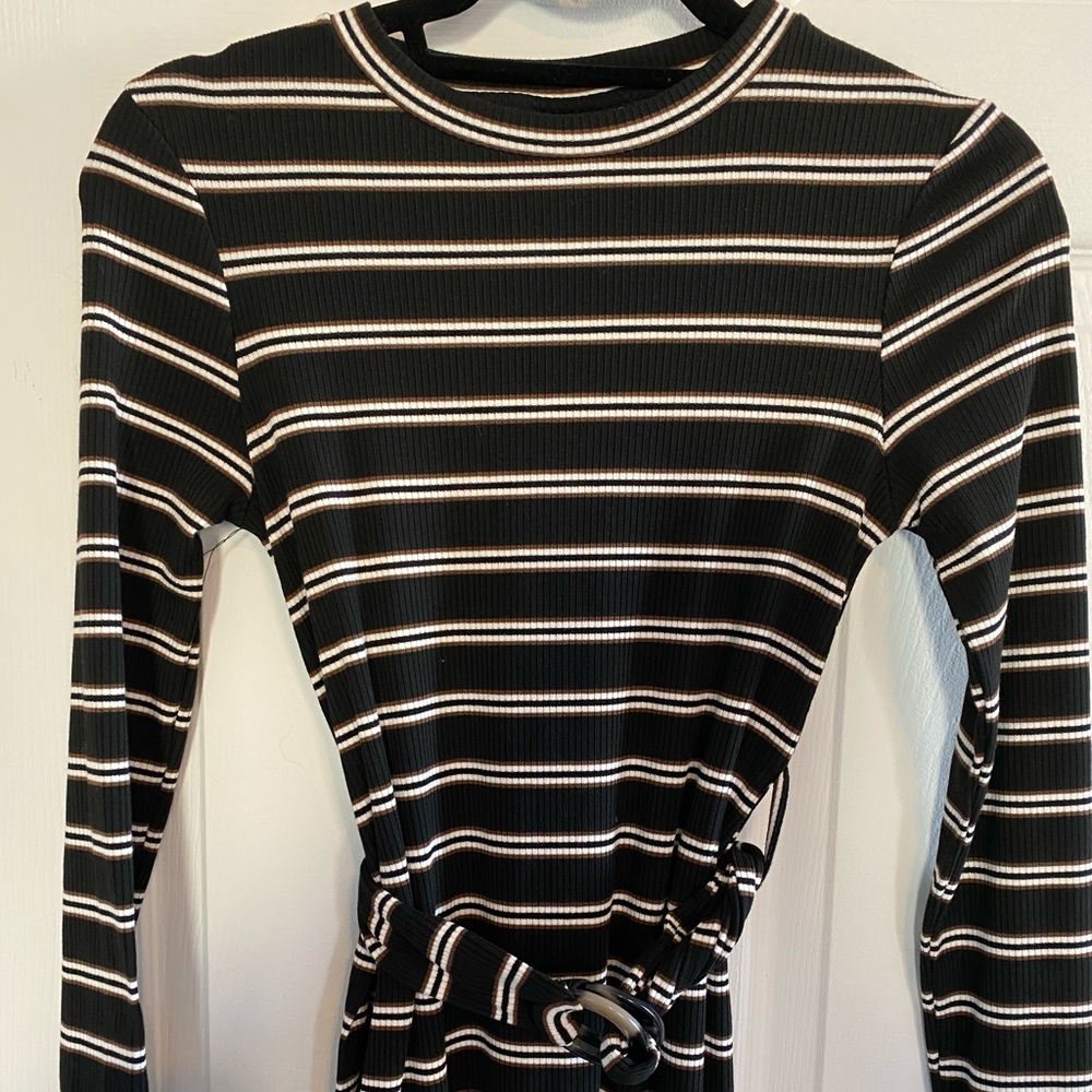 Striped ankle midi dress